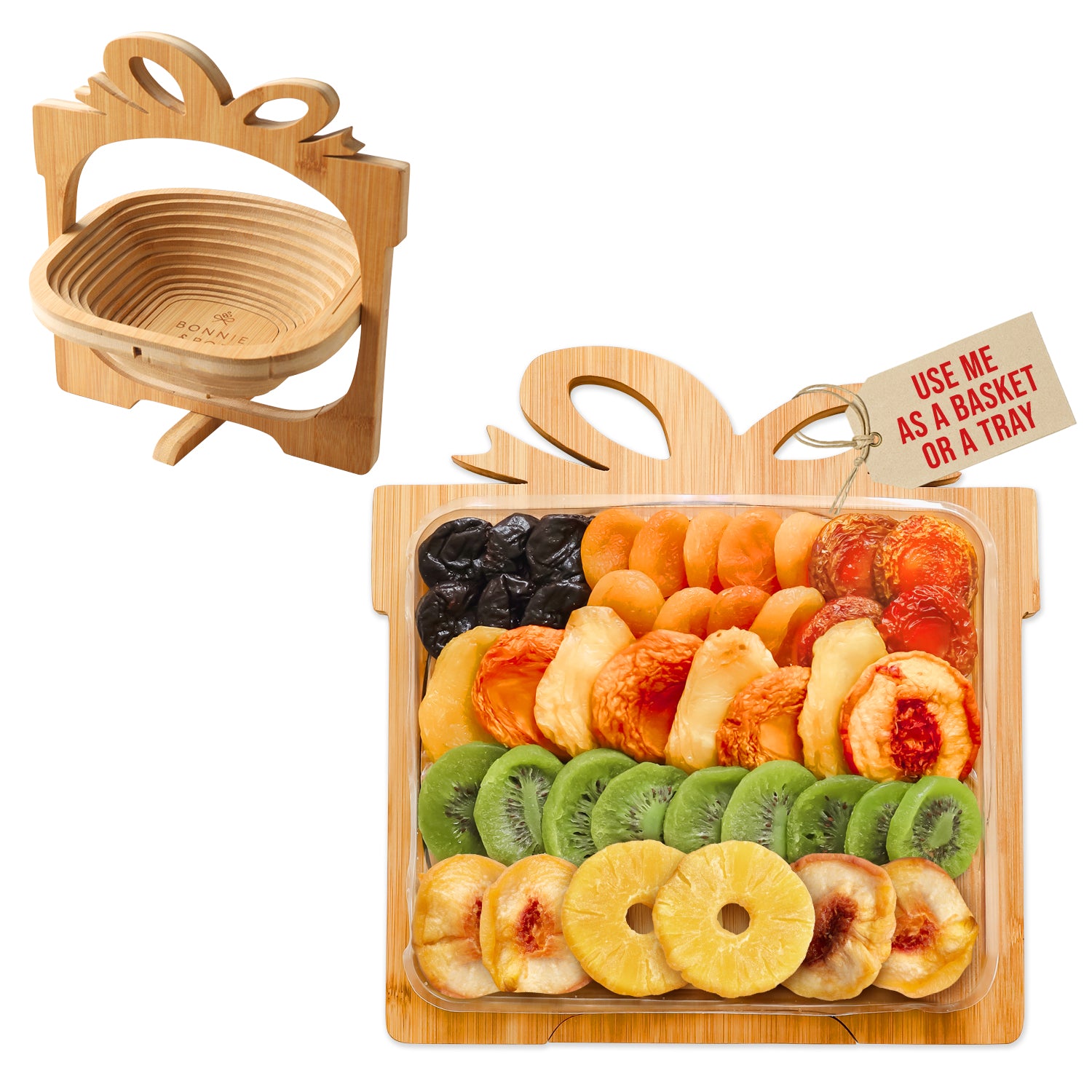 Snack Gift Baskets - Dried Fruit Floral Gift Tray